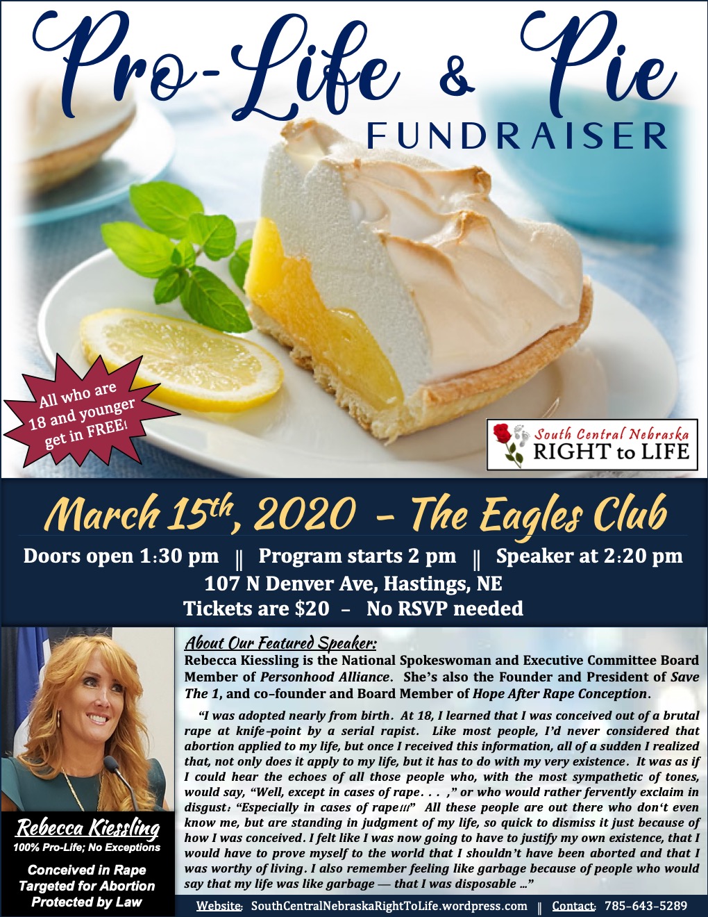 Pro-Life &amp; Pie -- Event Flier 2020